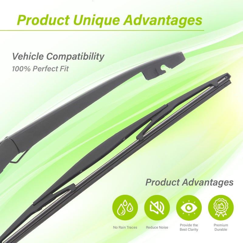 LKK Rear Windshield Wiper Arm Blade Assembly Kit Compatible with Honda CRV 2007-2011, CR-V 07-11 Rear Wiper Set - Image 2